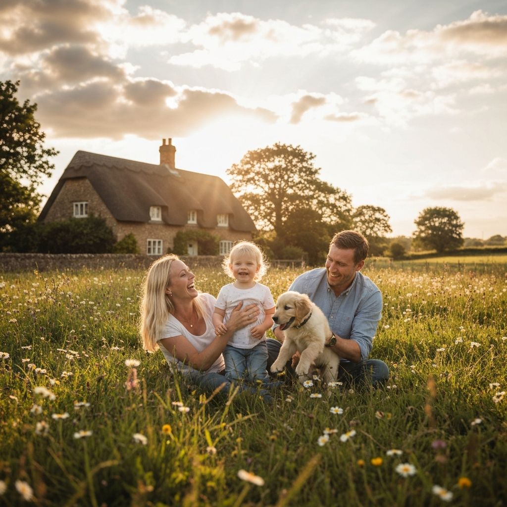 Familia feliz con su perro de Todo Mascotas